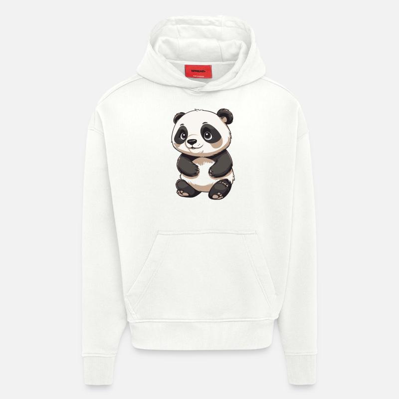 Panda mignon - Conception d’animaux - Sweat à capuche bio épais oversize fabriqué en UE - OFF WHITE