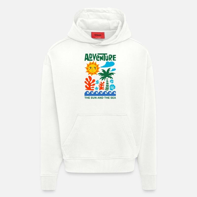 Mer et vacances - Sweat à capuche bio épais oversize fabriqué en UE - OFF WHITE
