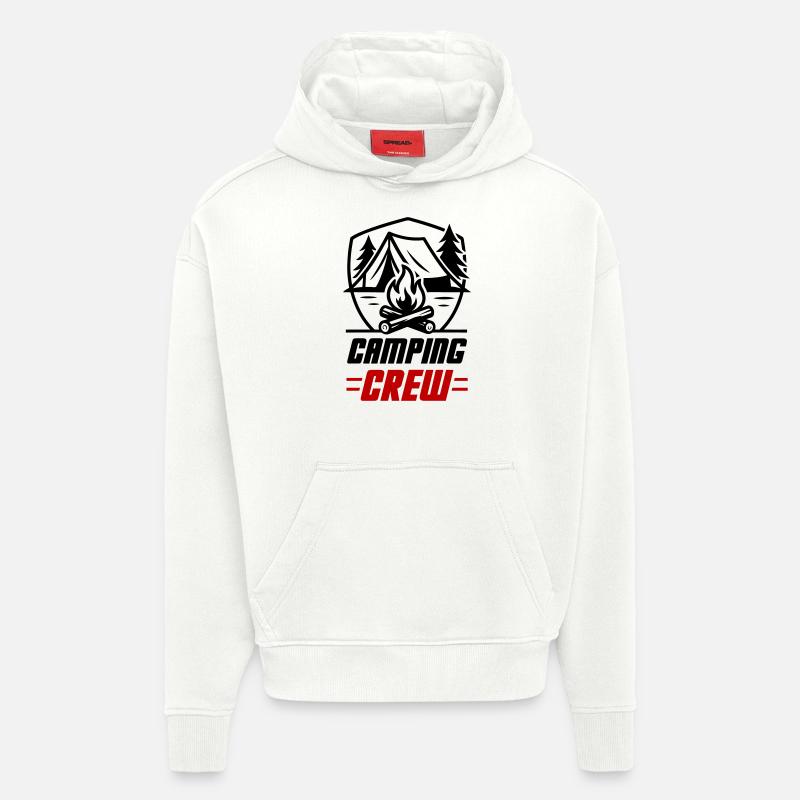 Équipe de camping - Sweat à capuche bio épais oversize fabriqué en UE - OFF WHITE