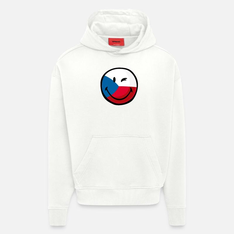 Smiley Czech Republic - Sweat à capuche bio épais oversize fabriqué en UE - OFF WHITE