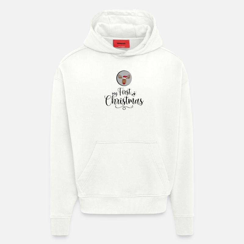 mon premier Noël - Sweat à capuche bio épais oversize fabriqué en UE - OFF WHITE