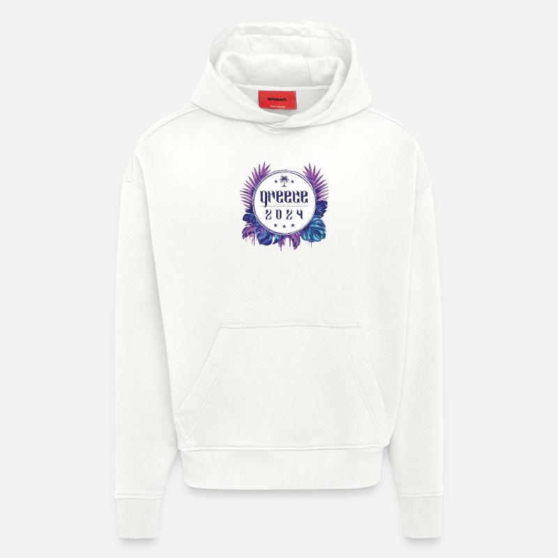 Grèce 2024 - Sweat à capuche bio épais oversize fabriqué en UE - OFF WHITE