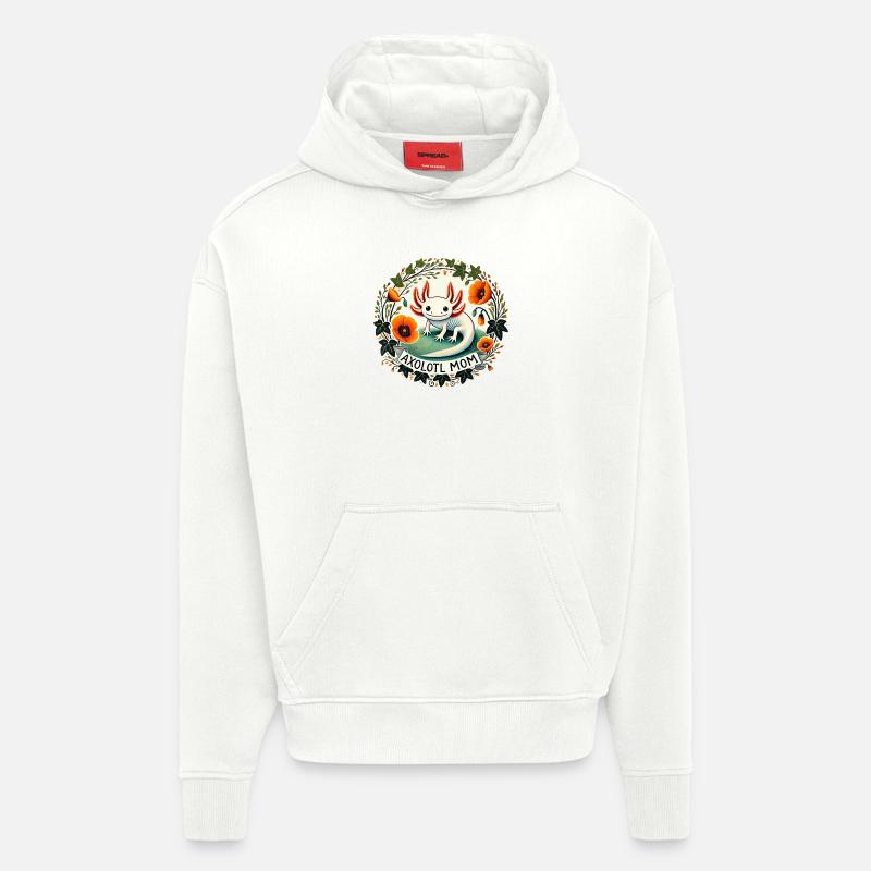 Maman axolotl - Sweat à capuche bio épais oversize fabriqué en UE - OFF WHITE