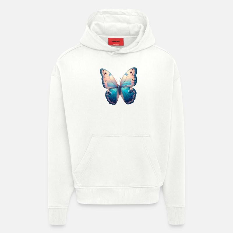 Liberté Papillon - Sweat à capuche bio épais oversize fabriqué en UE - OFF WHITE
