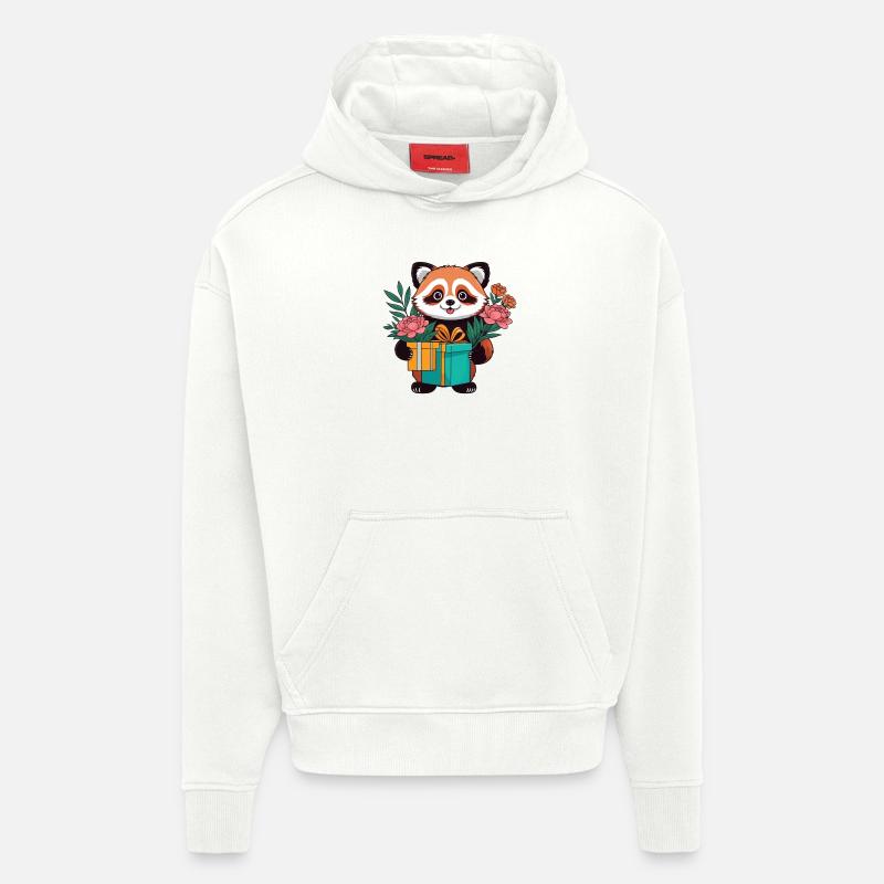 Roter Panda mit Geschenken - Hoodie- made by SPREAD  - OFF WHITE