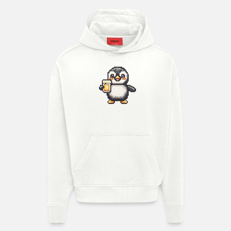 Pinguin Bier Pixel - Hoodie- made by SPREAD  - OFF WHITE