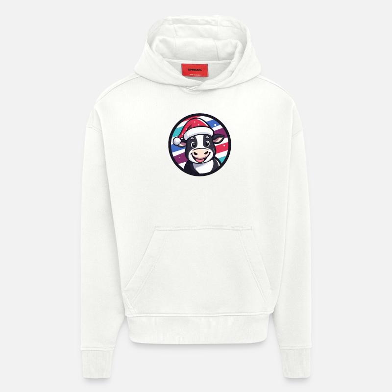 Vache Noël Noël - Sweat à capuche bio épais oversize fabriqué en UE - OFF WHITE