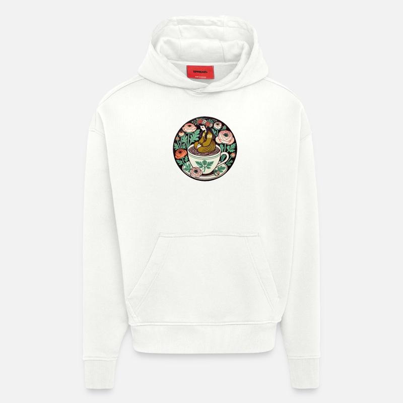 Fille à l’heure du thé - Sweat à capuche bio épais oversize fabriqué en UE - OFF WHITE