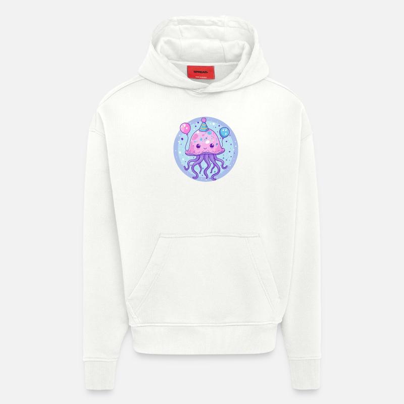 Méduse Anniversaire Bande Dessinée - Sweat à capuche bio épais oversize fabriqué en UE - OFF WHITE