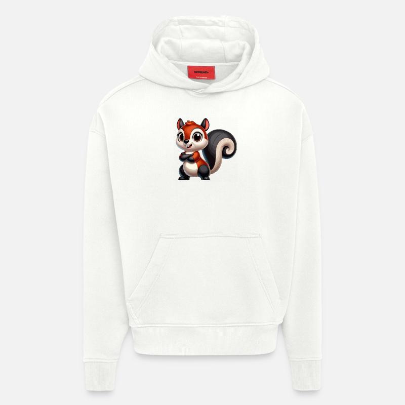 Écureuil à queue noire - Sweat à capuche bio épais oversize fabriqué en UE - OFF WHITE