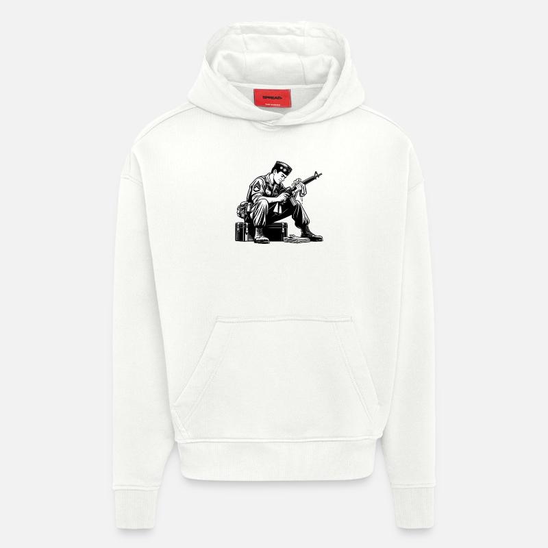 Désarmement des forces armées - Sweat à capuche bio épais oversize fabriqué en UE - OFF WHITE