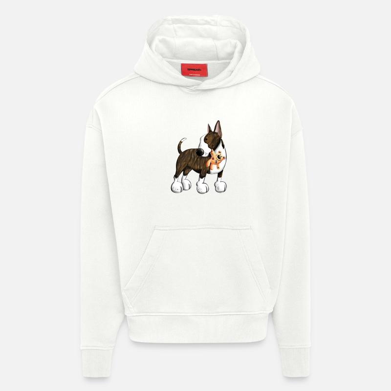 Bullterrier avec Teddy - Sweat à capuche bio épais oversize fabriqué en UE - OFF WHITE