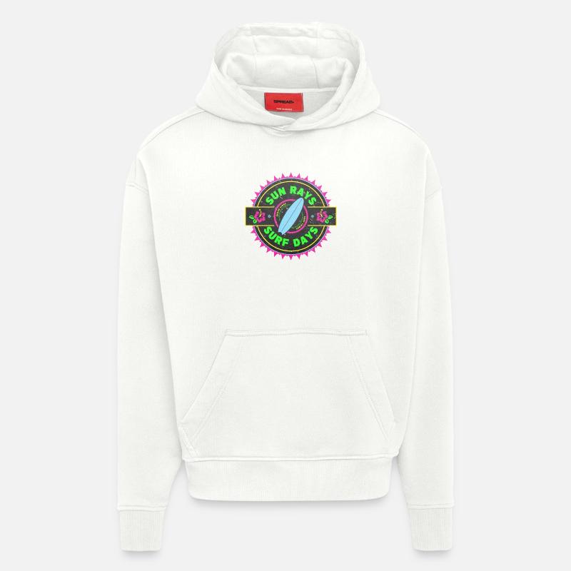 Surf Retro Surfer Conception graphique - Sweat à capuche bio épais oversize fabriqué en UE - OFF WHITE