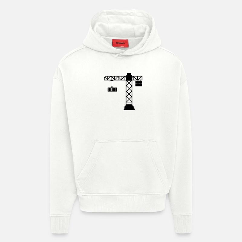 Kran mit Seecontainer - Hoodie- made by SPREAD  - OFF WHITE