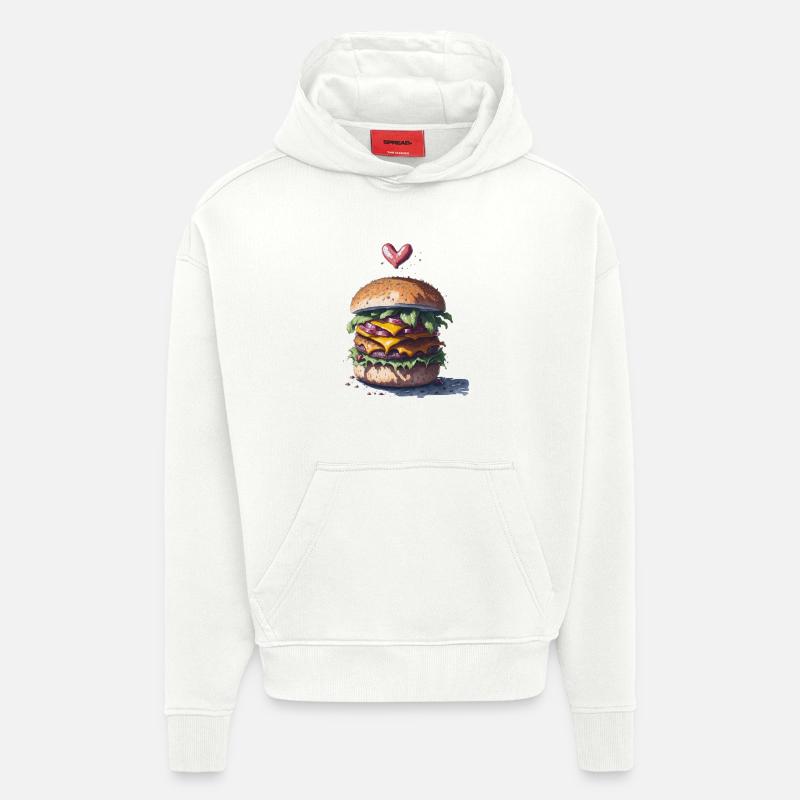 Burger - Sweat à capuche bio épais oversize fabriqué en UE - OFF WHITE