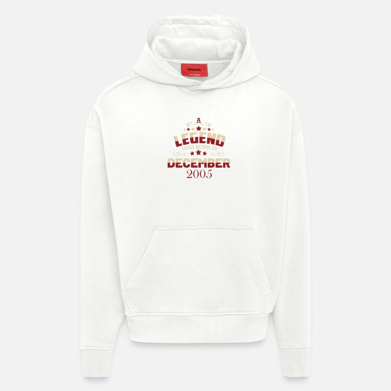18e anniversaire Légende Décembre 2005 - Sweat à capuche bio épais oversize fabriqué en UE - OFF WHITE