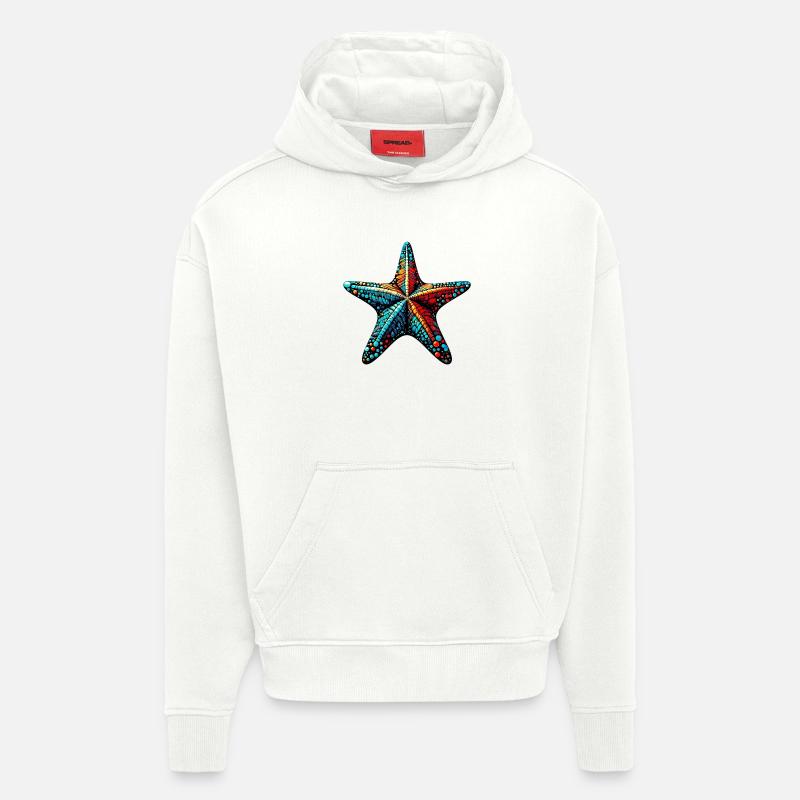 Étoile de mer - Sweat à capuche bio épais oversize fabriqué en UE - OFF WHITE