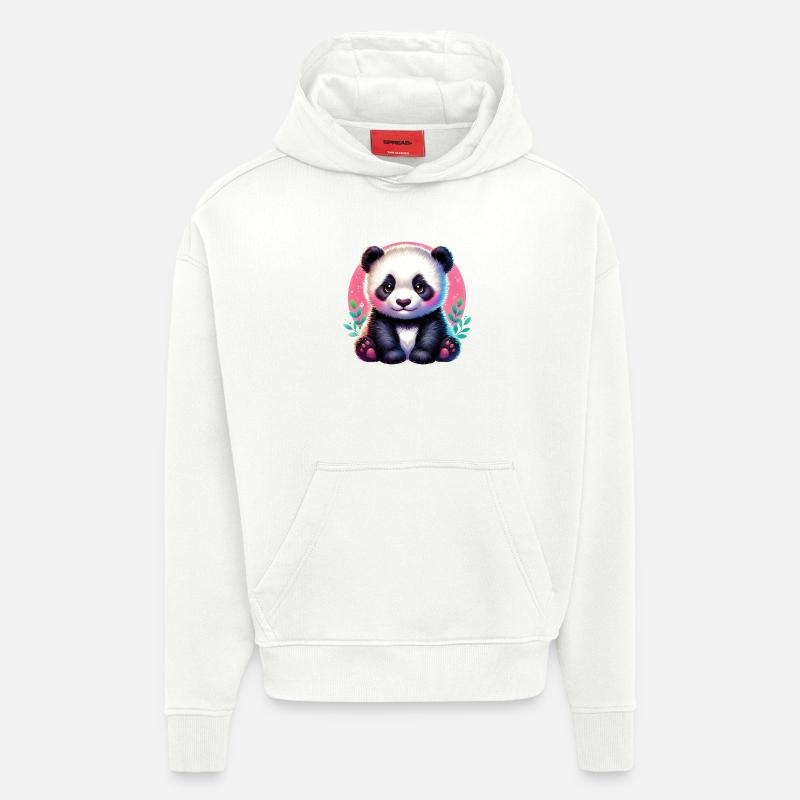 Panda - Sweat à capuche bio épais oversize fabriqué en UE - OFF WHITE