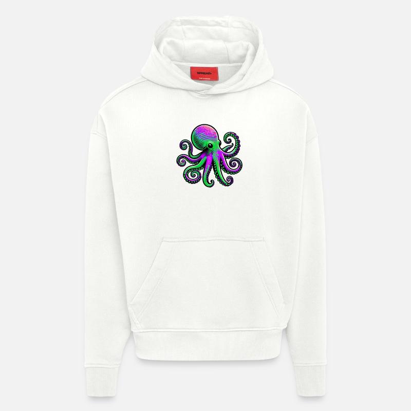 Pieuvre - Sweat à capuche bio épais oversize fabriqué en UE - OFF WHITE