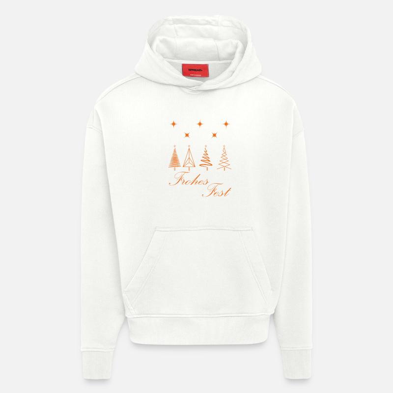 Joyeux Noël - Sapins de Noël. - Sweat à capuche bio épais oversize fabriqué en UE - OFF WHITE