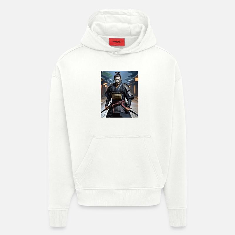 Guerrier samouraï. - Sweat à capuche bio épais oversize fabriqué en UE - OFF WHITE
