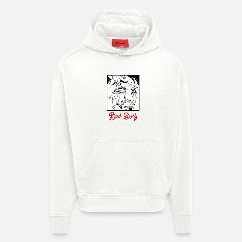 bad day - Sweat à capuche bio épais oversize fabriqué en UE - OFF WHITE