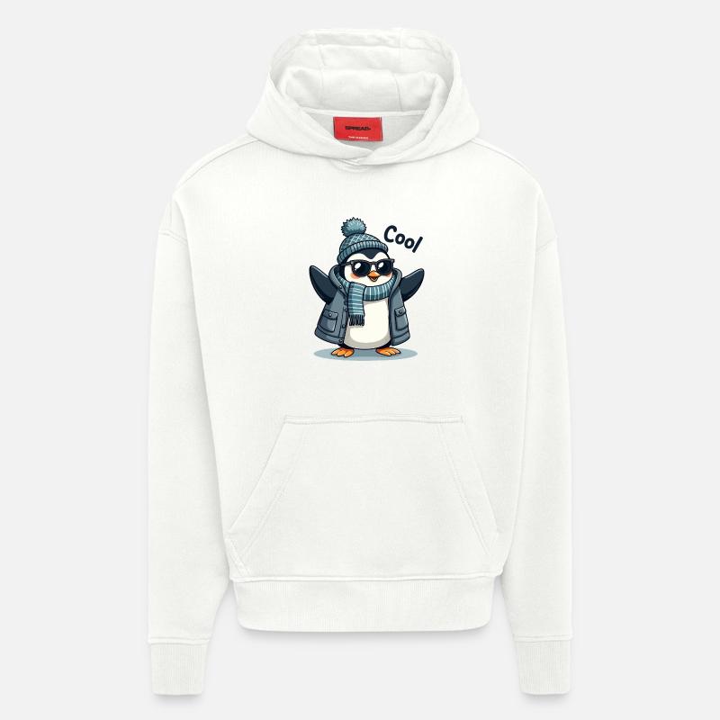 Coolguin - le pingouin cool - Sweat à capuche bio épais oversize fabriqué en UE - OFF WHITE