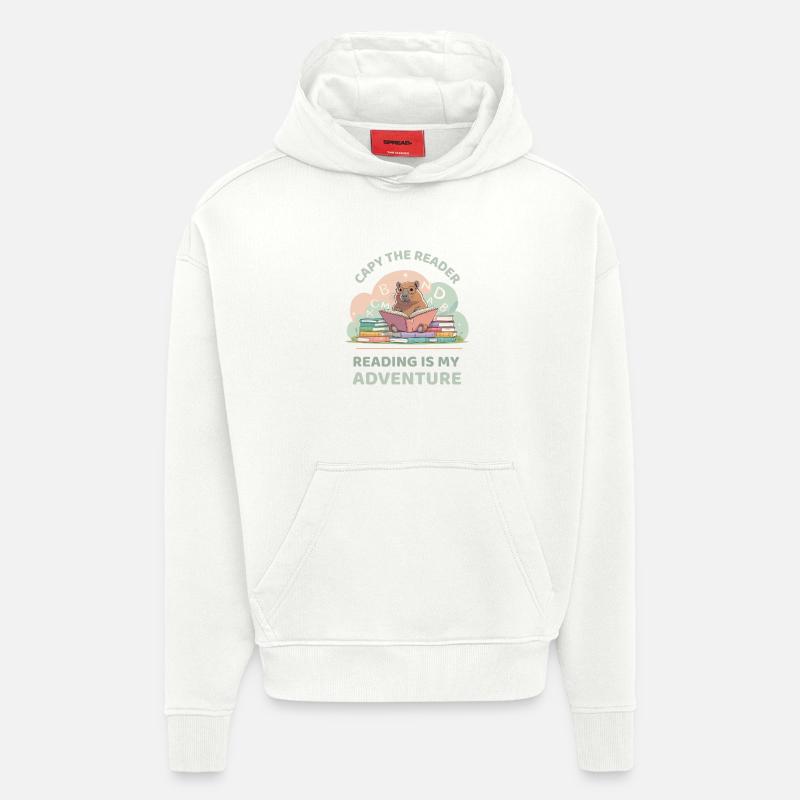 Capybara while reading - Reading adventure - Hoodie- made by SPREAD  - OFF WHITE