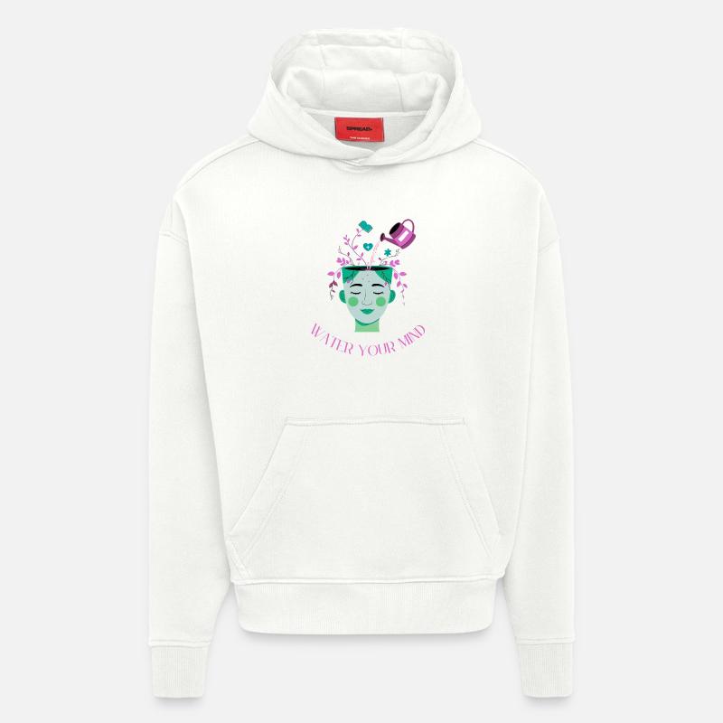 Motif de pouvoir de pensée rafraîchissant - Sweat à capuche bio épais oversize fabriqué en UE - OFF WHITE