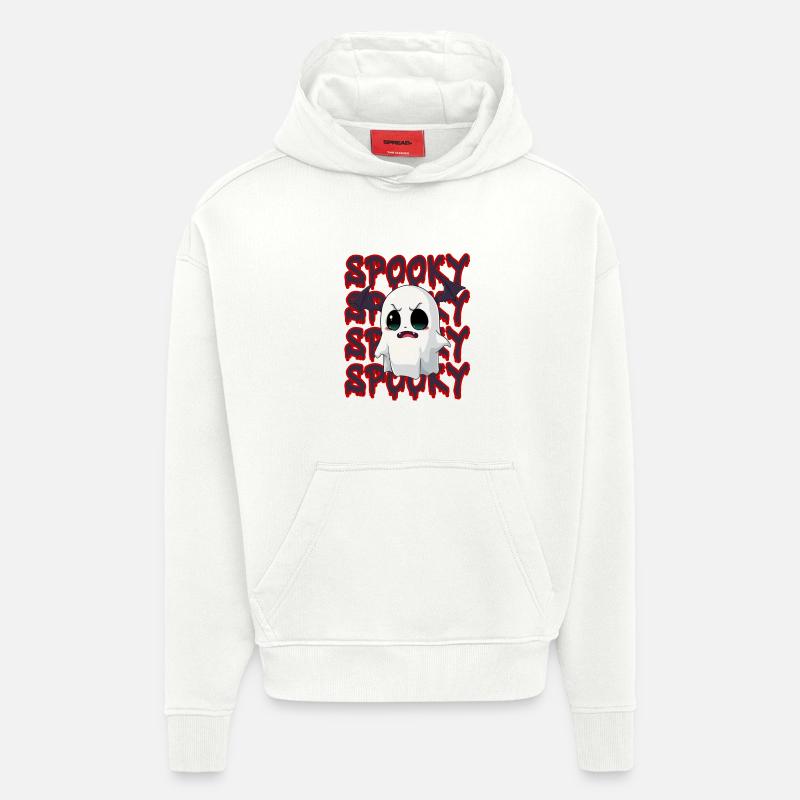 Fantôme effrayant d’Halloween - Sweat à capuche bio épais oversize fabriqué en UE - OFF WHITE