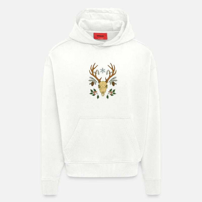 Crête du Crâne de Cerf d’Hiver - Sweat à capuche bio épais oversize fabriqué en UE - OFF WHITE