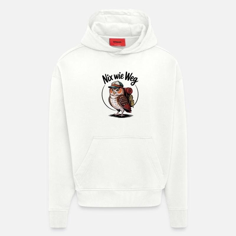 Forest hiker owl with backpack - Hoodie- made by SPREAD  - OFF WHITE