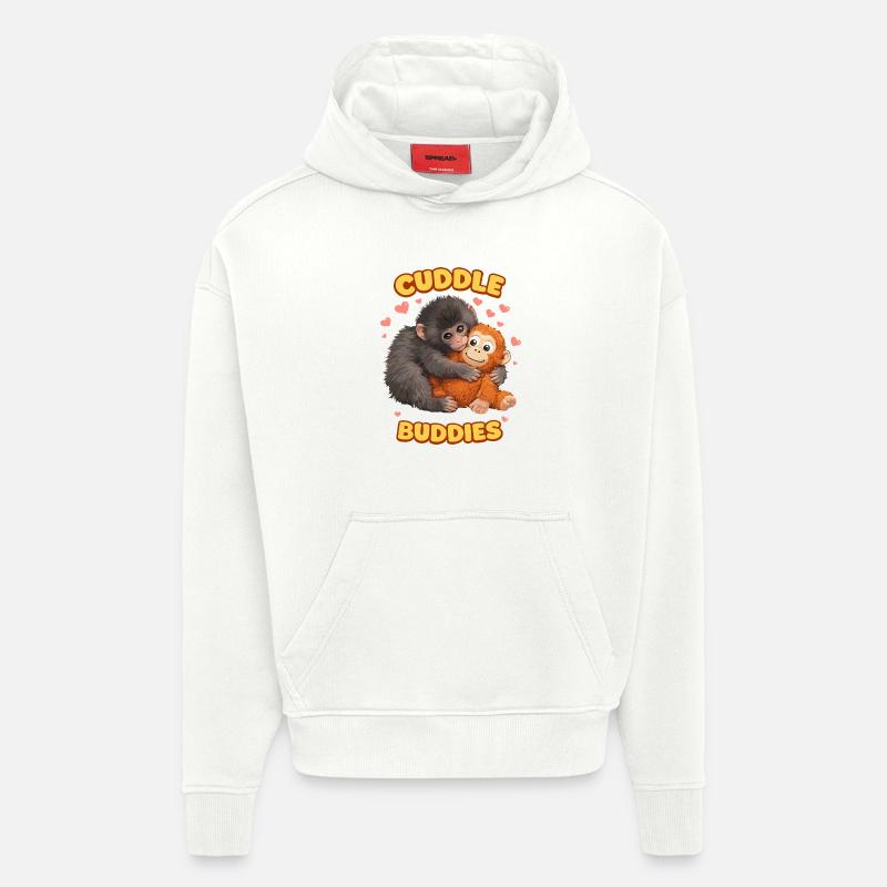 Frappe le singe - Sweat à capuche bio épais oversize fabriqué en UE - OFF WHITE