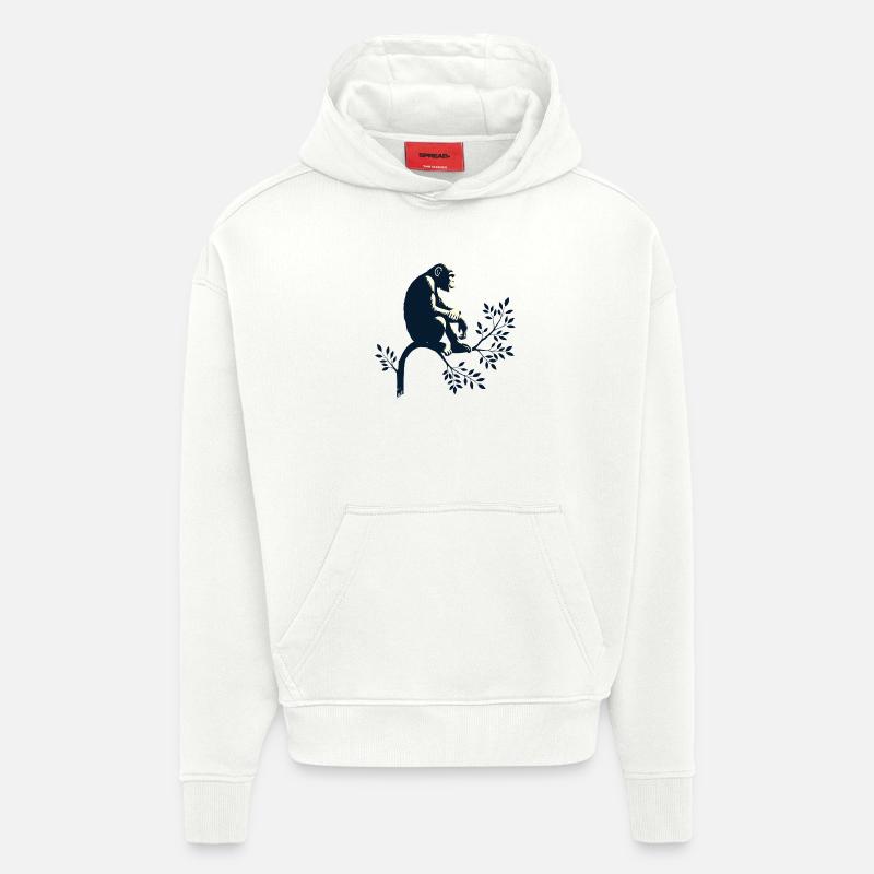 Chimpanzé - Sweat à capuche bio épais oversize fabriqué en UE - OFF WHITE