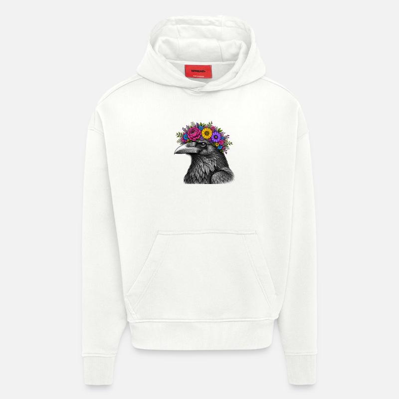 Krähenkopf mit Blütenkrone - Hoodie- made by SPREAD  - OFF WHITE