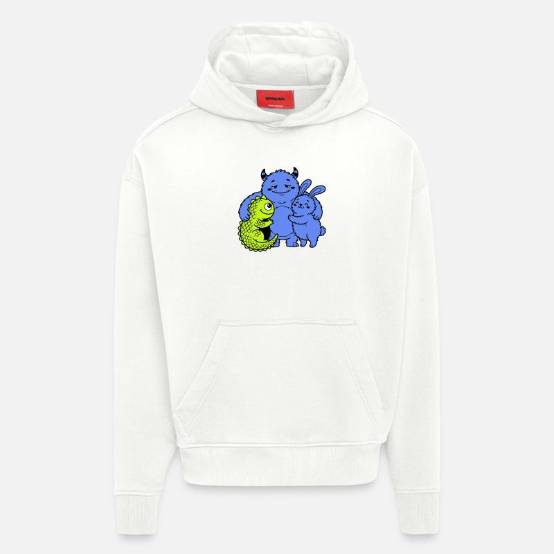 Monstres mignons - Sweat à capuche bio épais oversize fabriqué en UE - OFF WHITE