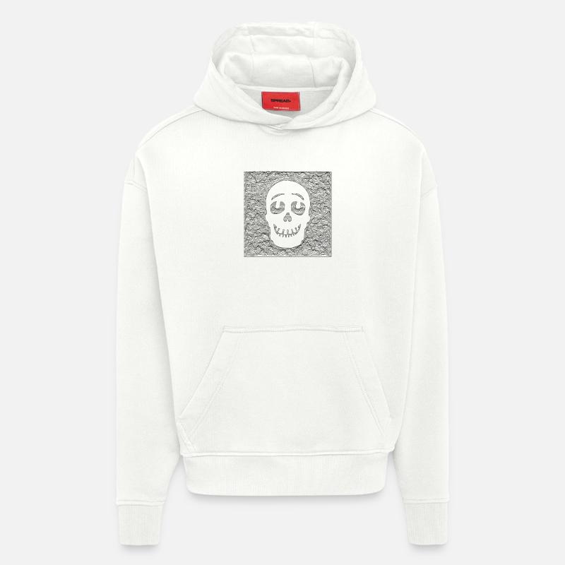 Crâne - Noir - Sweat à capuche bio épais oversize fabriqué en UE - OFF WHITE