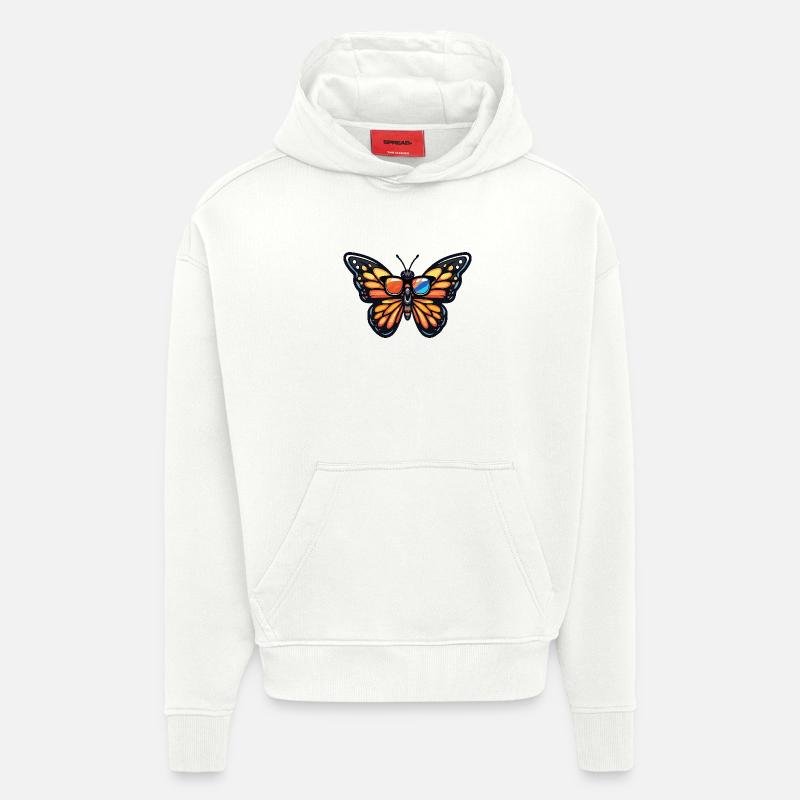 Papillon Bande dessinée cool - Sweat à capuche bio épais oversize fabriqué en UE - OFF WHITE