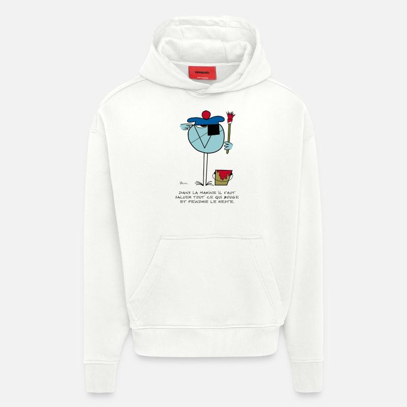 La devise du Marin - Sweat à capuche bio épais oversize fabriqué en UE - OFF WHITE