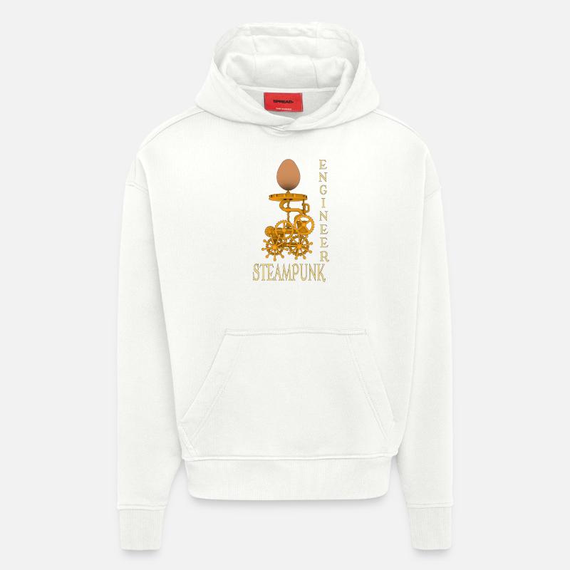Steampunk Engineer - Sweat à capuche bio épais oversize fabriqué en UE - OFF WHITE