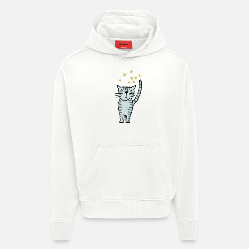 chat - Sweat à capuche bio épais oversize fabriqué en UE - OFF WHITE
