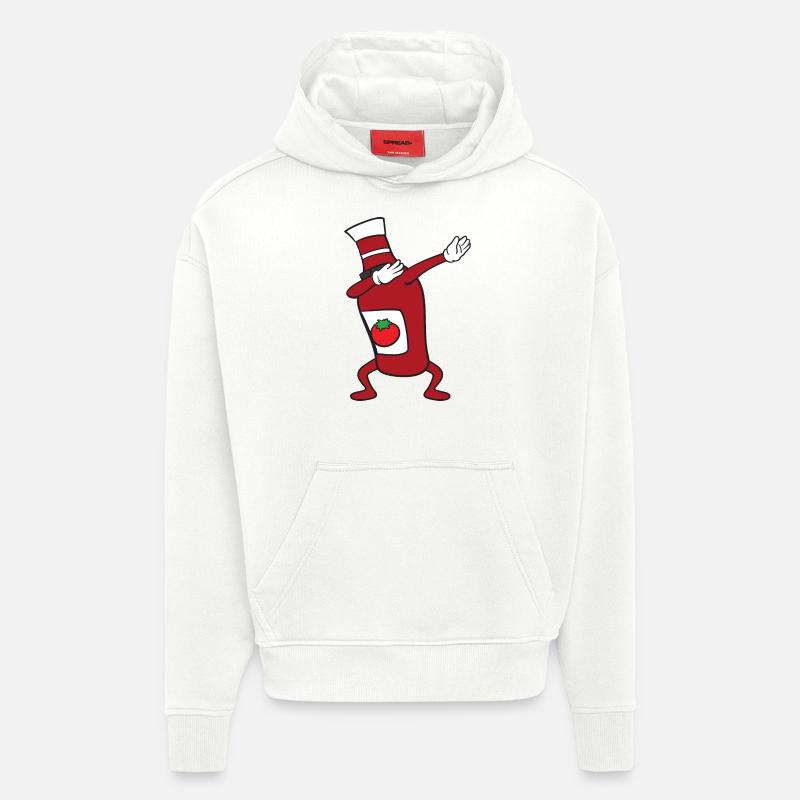 Dabbing Dab Bouteille de ketchup - Sweat à capuche bio épais oversize fabriqué en UE - OFF WHITE