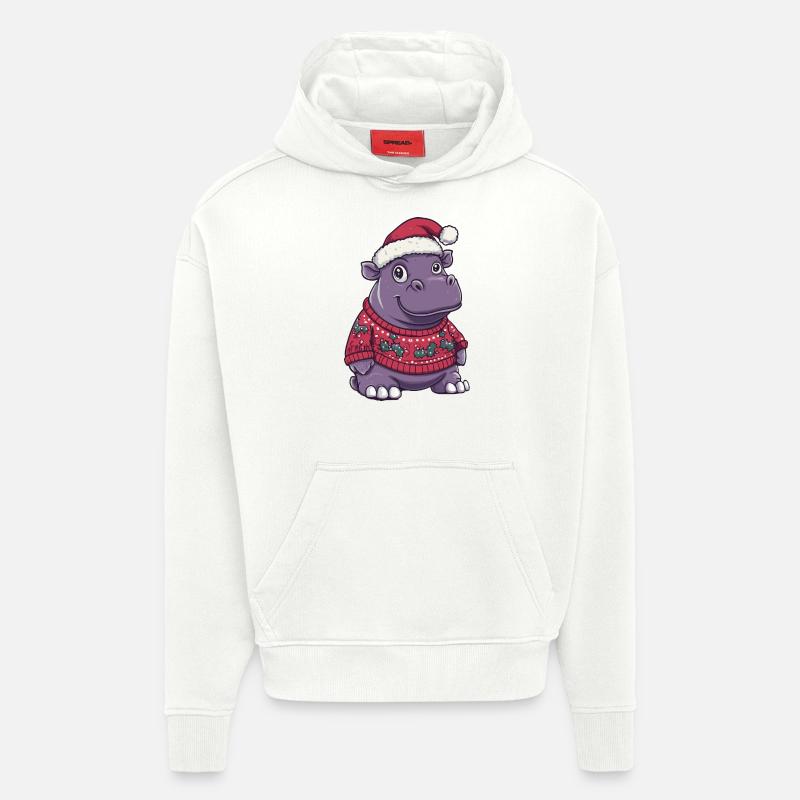 Nilpferd Weihnachten Comic - Hoodie- made by SPREAD  - OFF WHITE