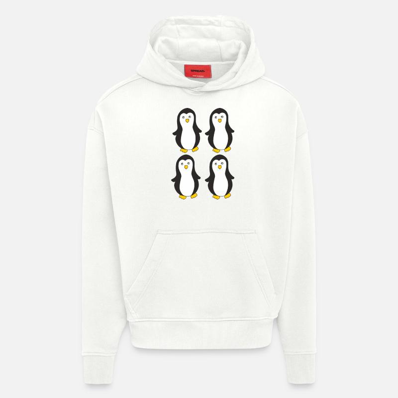 Pingouin 4 - Sweat à capuche bio épais oversize fabriqué en UE - OFF WHITE