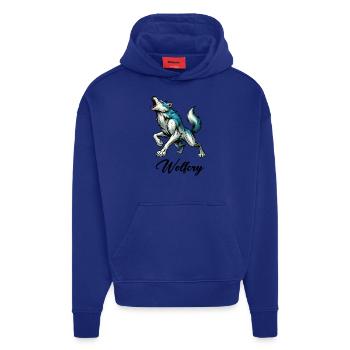 Bande dessinée de loup - Sweat à capuche bio épais oversize fabriqué en UE - OFF WHITE - Devant