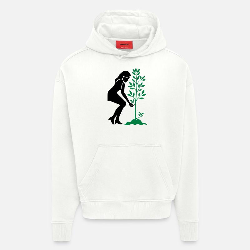 Einpflanzen Naturschutz Baum - Hoodie- made by SPREAD  - OFF WHITE