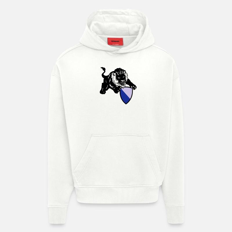 Zurich lion - Sweat à capuche bio épais oversize fabriqué en UE - OFF WHITE