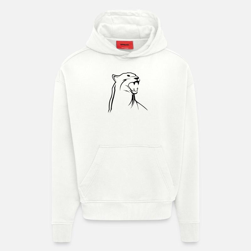 panther_01 - Sweat à capuche bio épais oversize fabriqué en UE - OFF WHITE