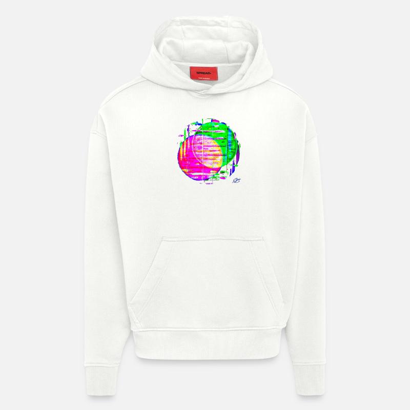 « Circle2 » par Acryl Gallery & Design - Sweat à capuche bio épais oversize fabriqué en UE - OFF WHITE