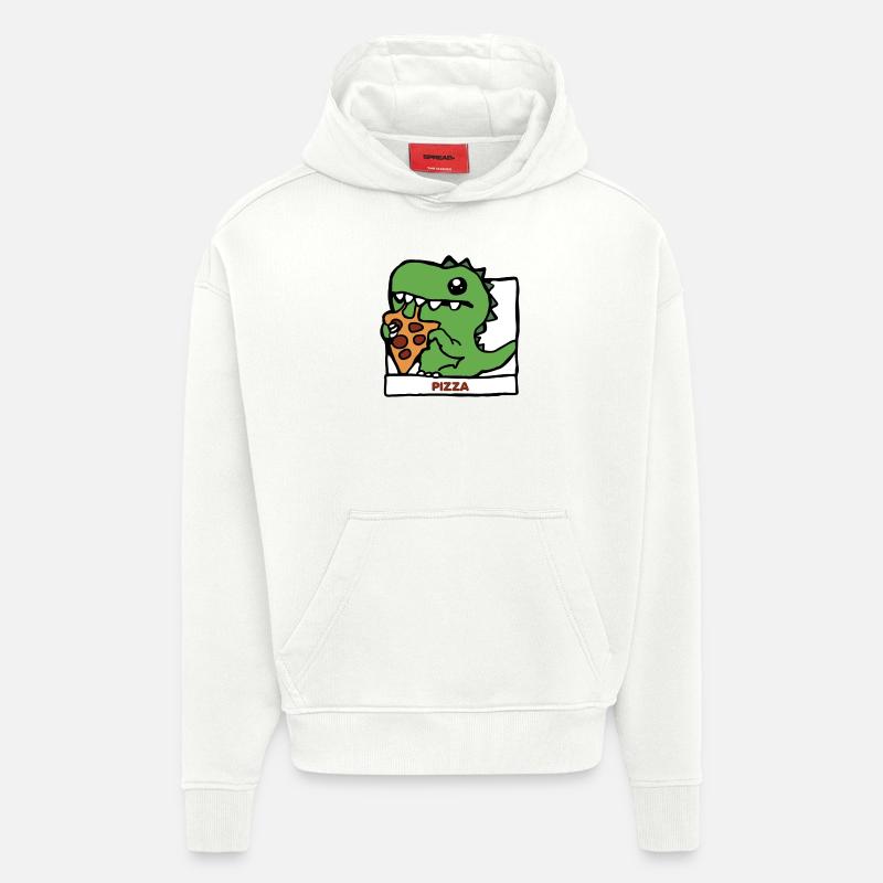 Idée cadeau Pizza Dinosaur Dino - Sweat à capuche bio épais oversize fabriqué en UE - OFF WHITE